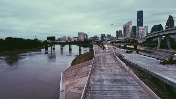 `abandoned highways over water during hurricane harvey in houston, texas