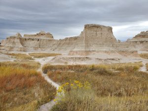 pathway through mountains in the badlands