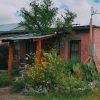 photo of adobe house with wildflowers out front