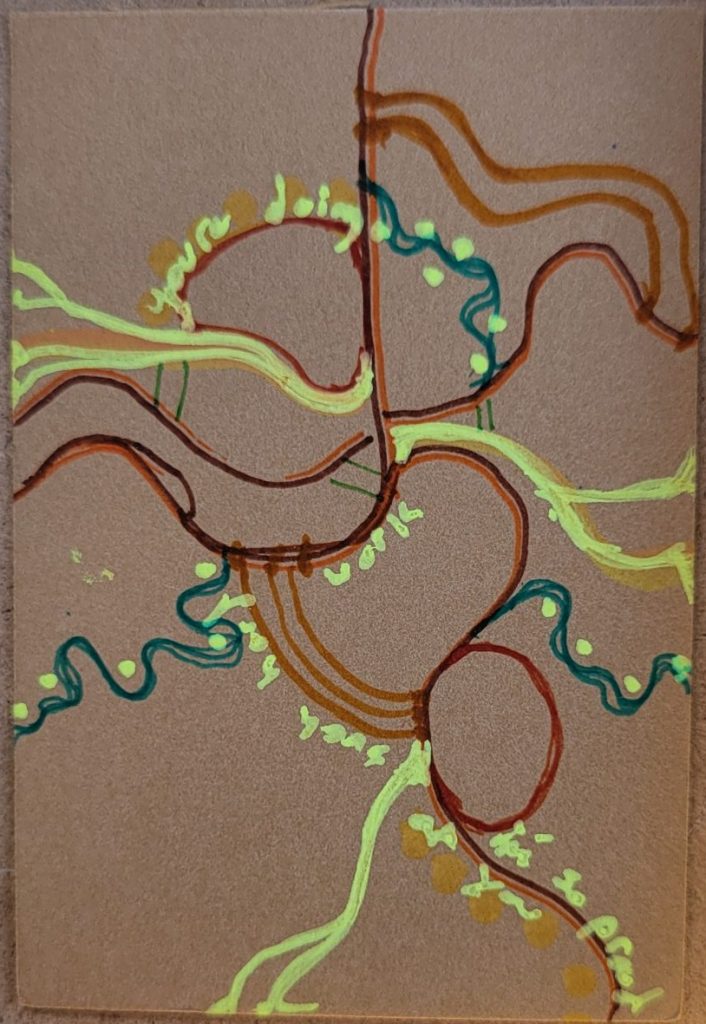 art of neon lines on brown paper with words "i'm so proud of you you're doing such hard work"